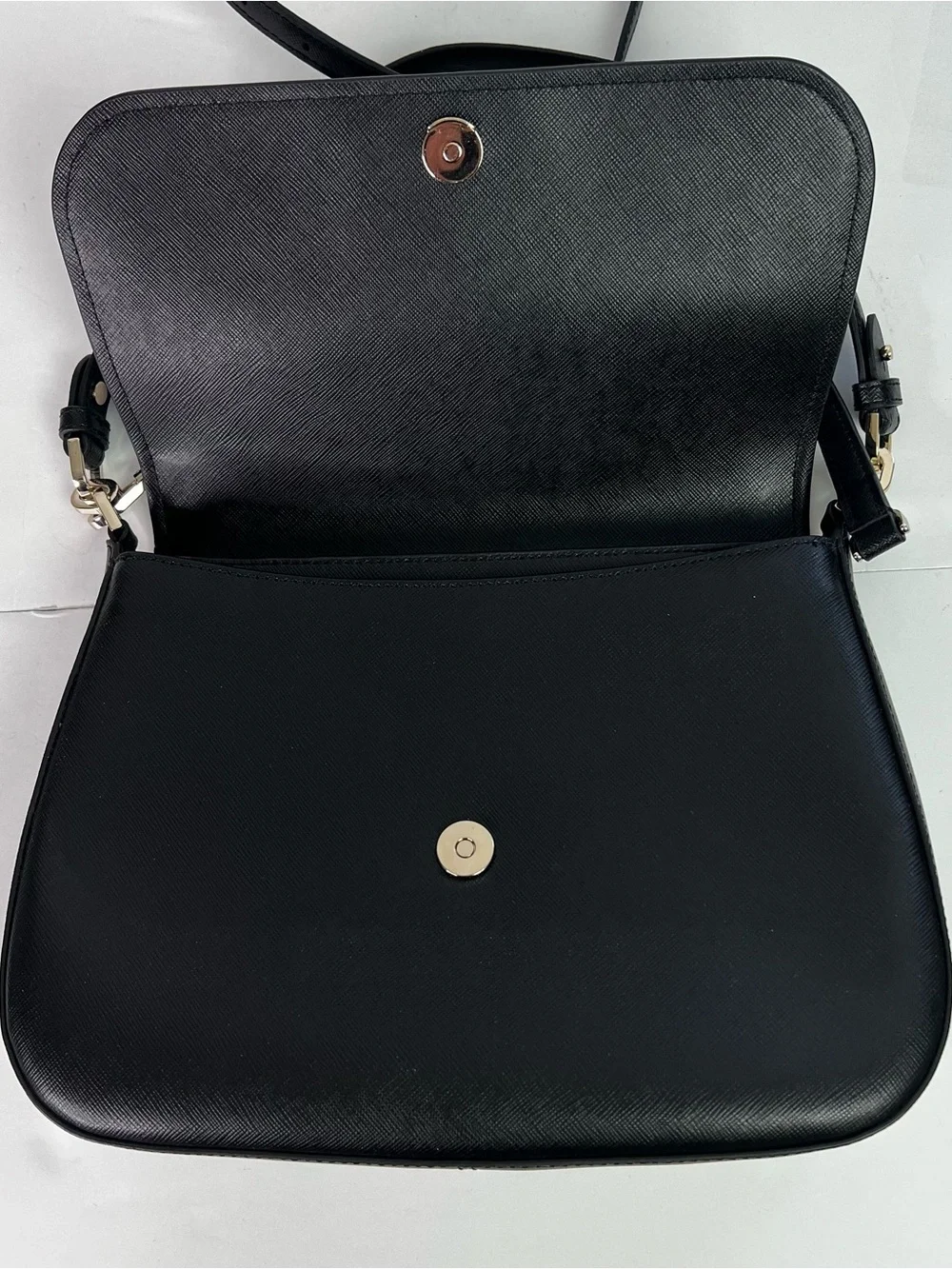 kate spade New York Shoulder Bag Crossbody Purse Black Saffiano Leather Gold